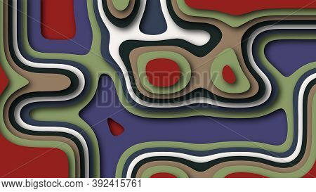 Abstract Layered Background In Different Colors In Paper Cut Style