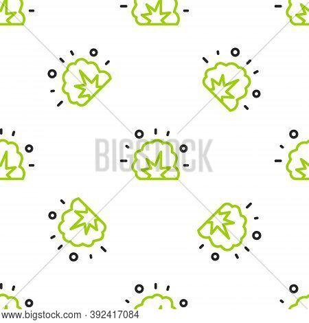 Line Bomb Explosion With Shrapnel And Fireball Icon Isolated Seamless Pattern On White Background. V
