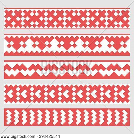 Patterns Based On Khanty-mansi Siberian Folk Ornaments Set