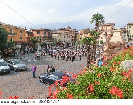 Malcesine, Italy - September 21, 2014: Malcesine Old Town On The Shore Of Lake Garda In Verona Provi