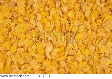 Corn Flakes Texture - Top View And Corn Flakes Closeup