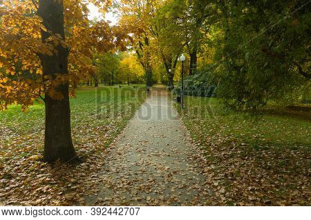 Manor Park In The City Of Iłowa In Poland.\niłowa, A Small Town In Western Poland. In The Central Po