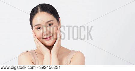 Young Asian Woman Beauty Face Make Up For Skincare Cosmetic