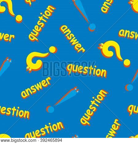 The Original Background With The Inscription Question Answer And Question And Exclamation Marks. Vec