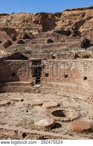 Looking Into One  Of The Ancient Kivas At The Chetro Ketl Great House Site Built By The Anasazi Peop