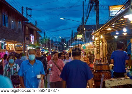 Loei Chiang Khan  Thailand-18 October 2020: Chiang Khan Walking Street Offers A Variety Of Products 