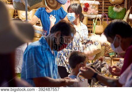 Loei Chiang Khan  Thailand-18 October 2020: Chiang Khan Walking Street Offers A Variety Of Products 