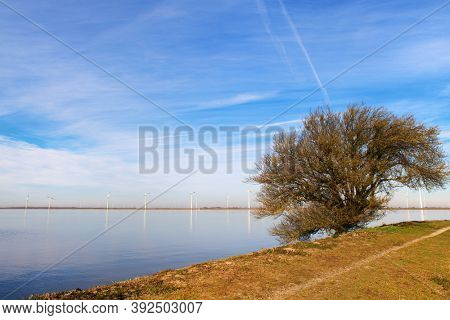 Dutch landscape with Eemmeer in the polder