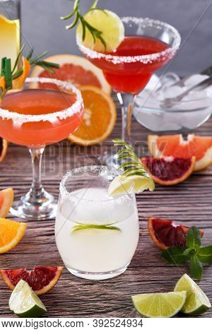 Drinks And Cocktails With Tequila-based Different Citrus Fruits
