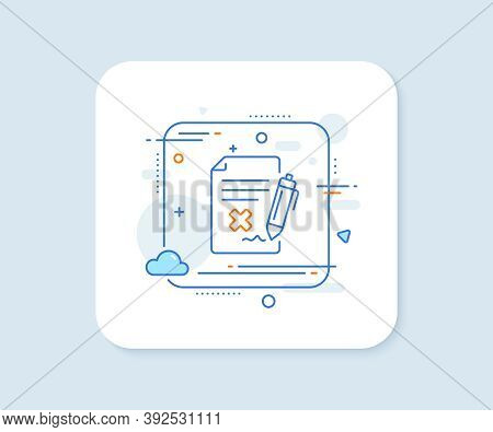 Reject File Line Icon. Abstract Square Vector Button. Decline Document Sign. Delete File. Reject Fil
