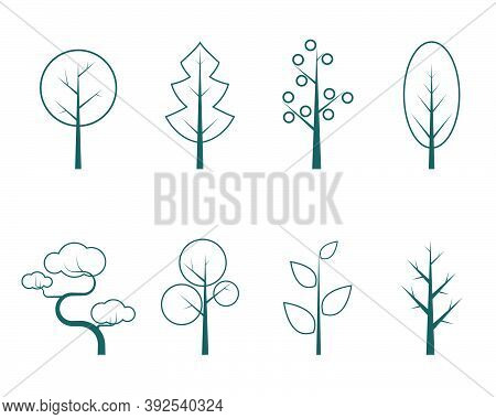 Cute Creative Tree Icon Collection Vector Eps