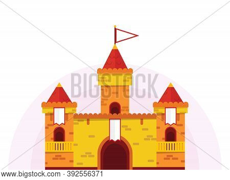An Isolated Colorful Vector Castle Made In Cartoon Flat Design On Isolated Background