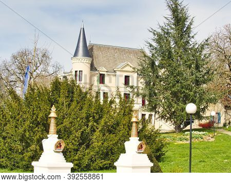 La Boulaye, France - April Circa, 2018. This Large Tibetan-style Chorten Is One Of De Most Visible R