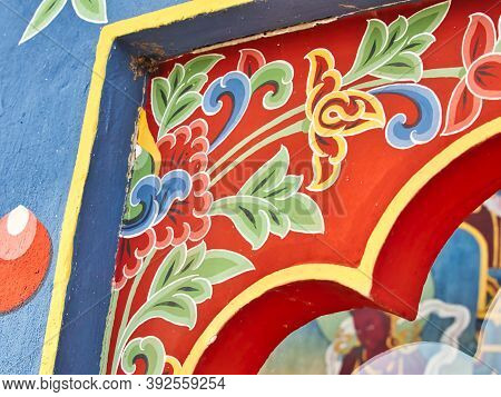 La Boulaye, France - April Circa, 2018. Colored Architectural Details And Traditional Colorful Paint
