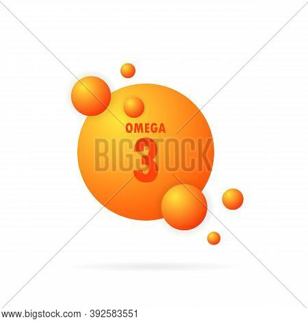Omega 3 Gold Icon. Fish Oil Capsule. Vitamin Drop Pill Capsule. Gold Essence Organic Nutrition. Shin