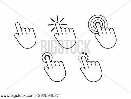 Finger Click Icon Vector. Hand Click Icon. Push Touch Screen. Vector Stock Illustration.