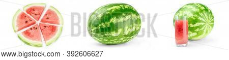 Collection Of Sweet Watermelon On A White Background Cutout