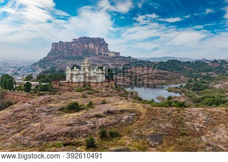 Jaswant Thada is a cenotaph located in Jodhpur, in the Indian state of Rajasthan. Jaisalmer Fort is situated in the city of Jaisalmer, in the Indian state of Rajasthan.