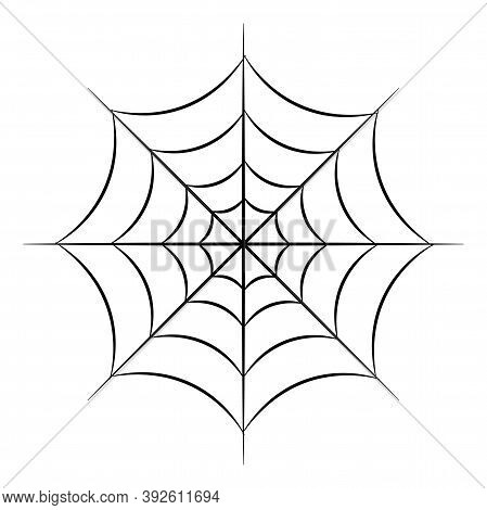 Web Spider Silhouette Vector Icon Isolated On White Background. Outline Black Halloween Spider Web.