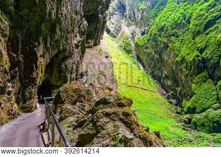 Macocha Abyss - Large Limestone Gorge In Moravian Karst, Czech: Moravsky Kras, Czech Republic. View 