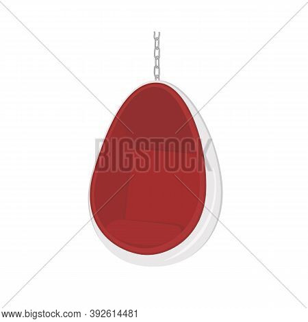 Hanging egg shaped chair isolated on white background. Modern luxury furniture for office, living room, lounge zone. Vector illustration.