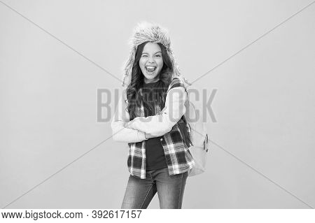 Course Selection Period. Kid Girl Wear Hat With Ear Flaps. Winter Events At School. Winter Entertain