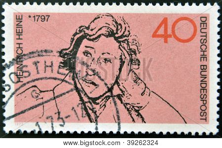 Almanya - 1972 yaklaşık: Almanya gösterir Heinrich Heine 1972 yaklaşık basılmış damga