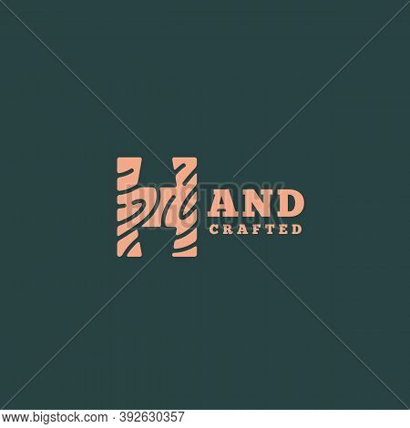 Hand Crafted Logo Design Template With Stylized Letter H. Vector Illustration.