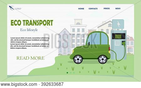 Electric Car Concept Eco Transport Stock Vector Illustration For Landing Page Template, Website Bann