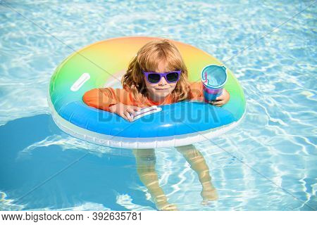Cocktail On Watter Pool In The Summer. Kids Beach Fun