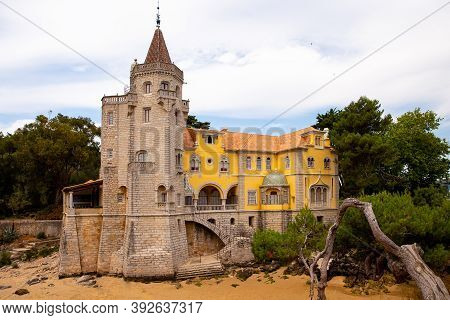 Cascais, Portugal - August 7th, 2018: Building Of The Museum Conde Castro Guimaraes In The Pretty Ga