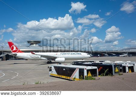 July 2, 2019, Moscow, Russia. Airplane Airbus A330-300 Turkish Airlines At Vnukovo Airport In Moscow