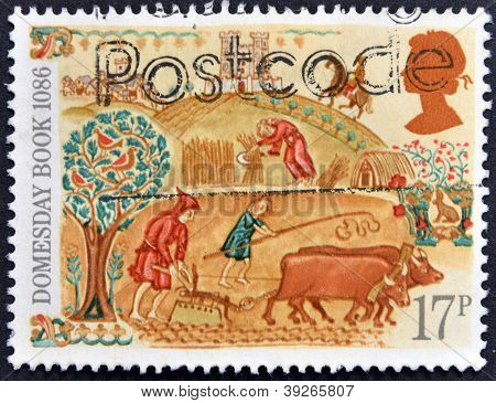 Regno Unito - circa nel 1986: Un francobollo stampato in Gran Bretagna dedicato a 900 ° anniversario della