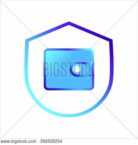 Security Shield Icon. Shield With Wallet Symbol. Concept Of Payment Security . Gradient Style Outlin