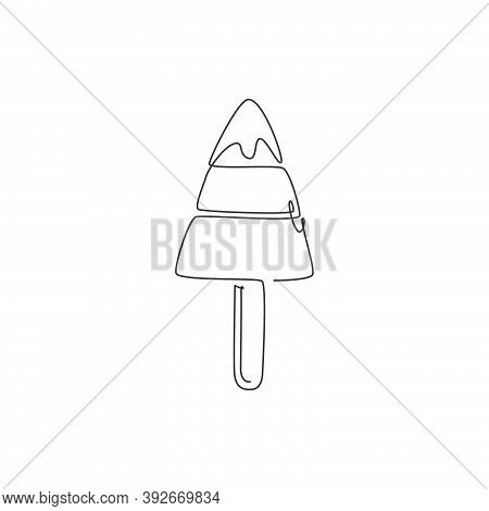 One Continuous Line Drawing Of Fresh Delicious American Popsicles Store Restaurant Logo Emblem. Snac