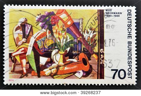 Tyskland - ca. 1974: et frimærke, trykt i Tyskland viser store stilleben maleri af Max Beckmann circa