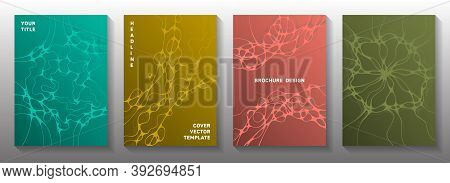 Pharmaceutical Healthcare Vector Covers With Neurons, Synapses. Linked Curve Lines Rete Backgrounds.