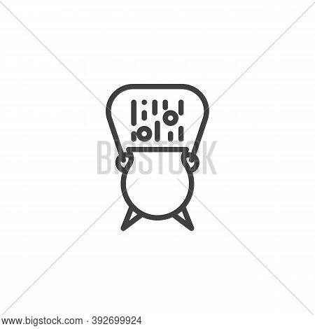 Witch Cauldron With Potion Line Icon. Linear Style Sign For Mobile Concept And Web Design. Magic Pot