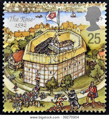 Storbritannien - CIRCA 1995: Et frimærke, trykt i Storbritannien dedikeret til genopbygning af Shakesp