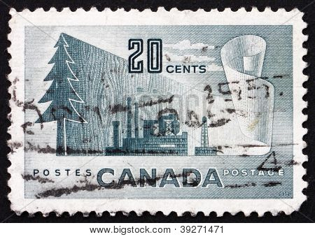 Frimærke Canada 1952 symboler af avispapir papirproduktion