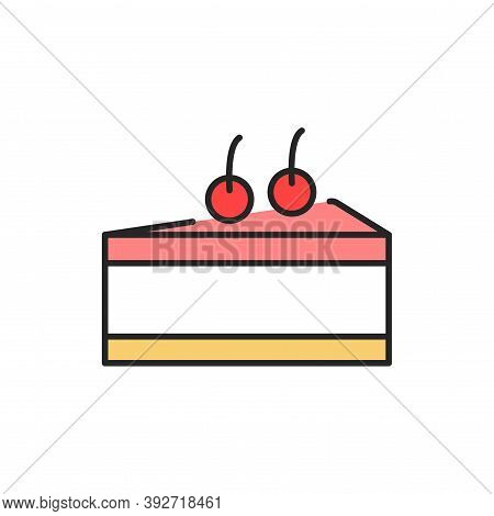 Cheesecake Color Line Icon. Isolated Vector Element.