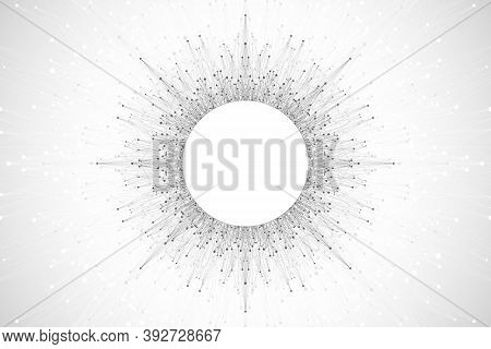 Quantum Computer Technology Concept. Deep Learning Artificial Intelligence. Big Data Algorithms Visu