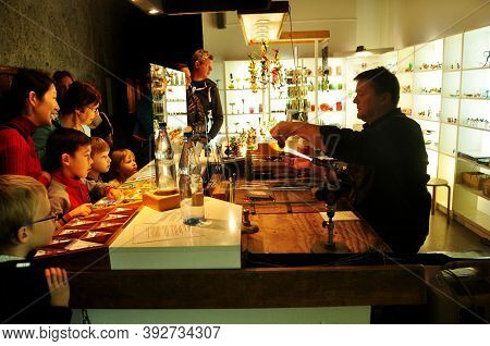 German People Work Making Scientific Blown Glass For Show Blowing Child Student And Learning In Des 