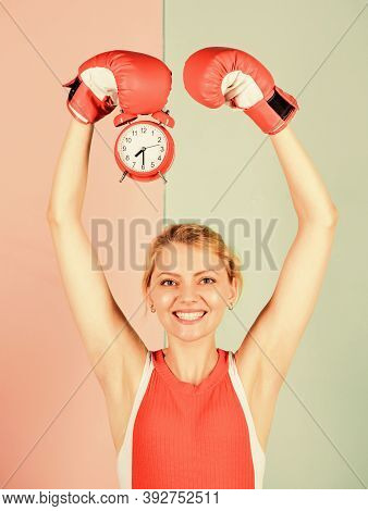 Time For Boxing Training. Punctuality And Personal Efficiency. Control Time. Time Management Skills.