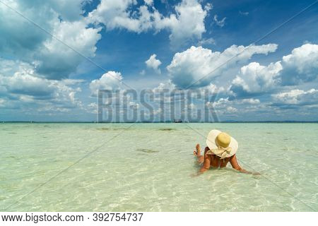 Beautiful Woman at the beach in Poda island  Thailand