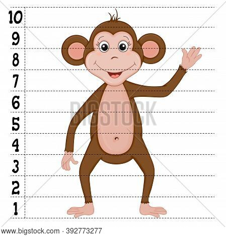 Childrens Sketching Game With A Sample Of The Monkey. Cartoon Style. Vector Illustration.