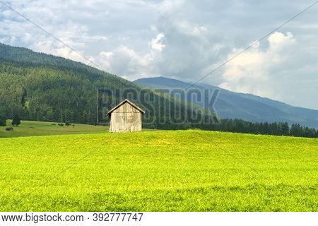 Cycleway Of Pusteria Valley, Bolzano Province, Trentino Alto Adige, Italy. Mountain Landscape At Sum