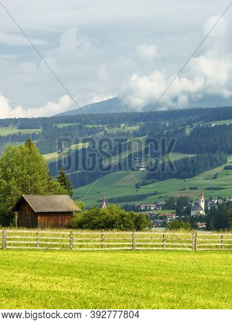 Cycleway Of Pusteria Valley, Bolzano Province, Trentino Alto Adige, Italy. Mountain Landscape At Sum