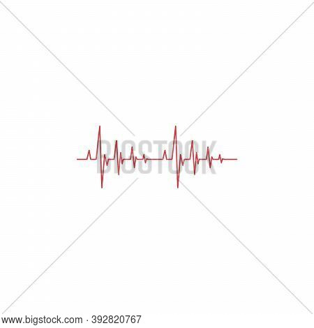 Heart Beats Cardiogram On White Background Flat Style Vector Stock