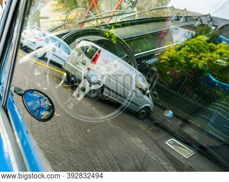 Strasbourg, France - Oct 1, 2017: French Street With Vintage Blue Alpine A110 Berlinette Group 4 Par